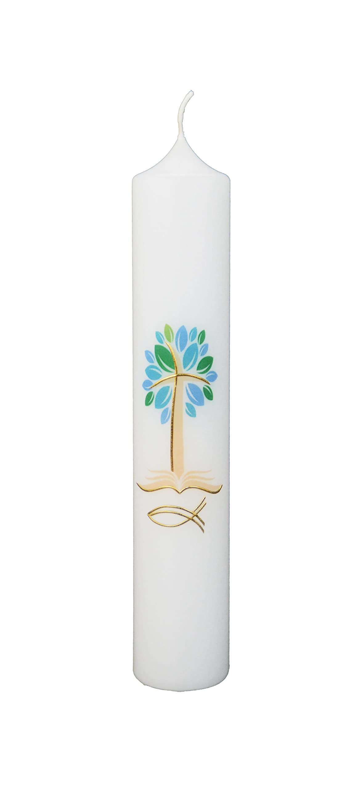 Wiedemann Candela per battesimo albero della vita con pesce, 265/50 mm (blu)