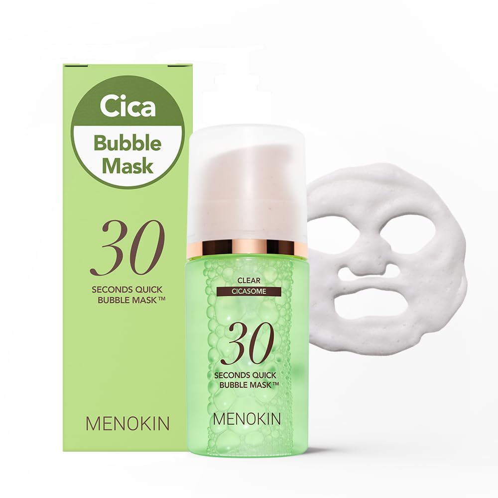 MENOKIN 30 Seconds Quick Bubble Mask [CLEAR] - [Cica] in Micro-bubbles For Soothing & Skin Strengthening, Hydration, Clearer Complexion, Korean Skin