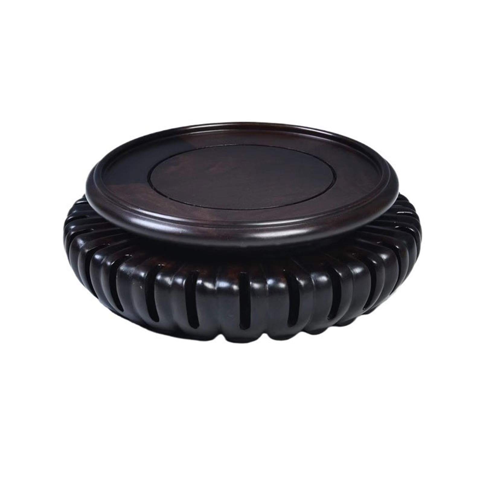 ZENY896V Home Chinese-style Round Carving Pedestal for Vase Bonsai Tea Sets Wood Base Decor(XL)