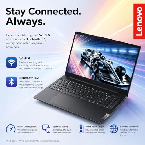 Image of Lenovo V15 Business Laptop 2026 Edition, AMD Ryzen 3 7320U (Beat i7-1065G7), 15.6 inch FHD Display, 16GB DDR5 RAM, 256GB NVMe SSD, Wi-Fi 6, RJ-45, Dolby Audio, Windows 11 Pro, Black