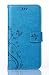 Microsoft Lumia 735 / 730 Case,Nokia Lumia 730 / 735 Case,C-Super Mall PU embossed butterfly & flower Leather Wallet Stand Flip Case for Microsoft Nokia Lumia 730 / 735 (blue)