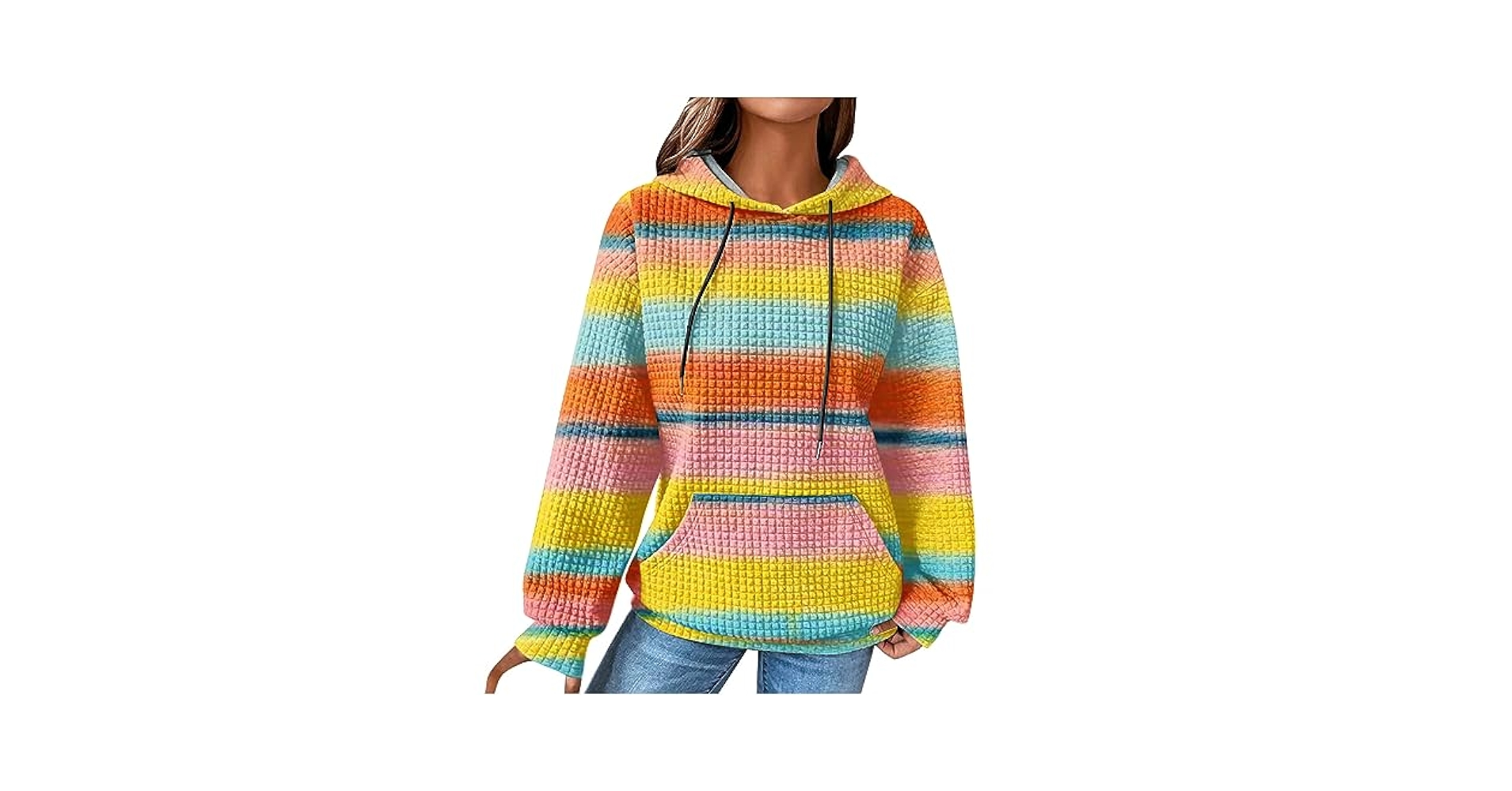 トップス eaphi FLUFFY WAVE KNIT Annhoo Off the Shoulder Sweater for Women Trendy Stripe Long