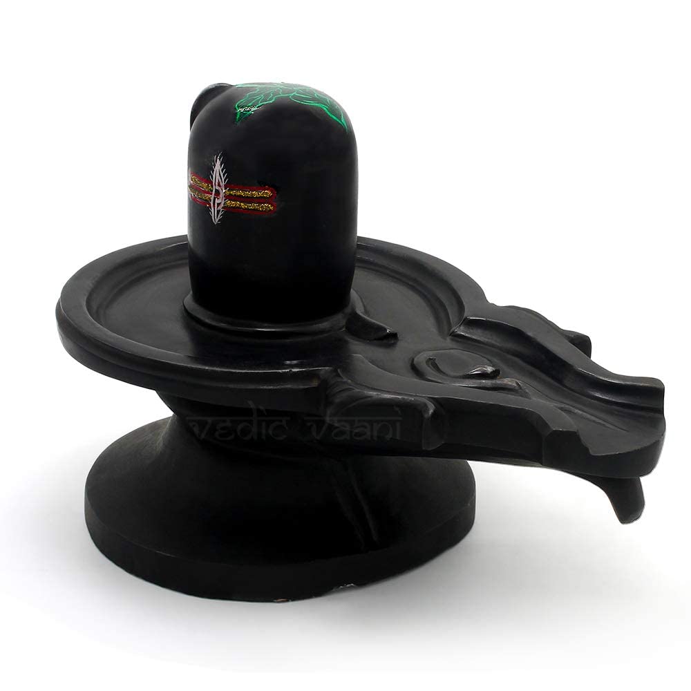 VEDIC VAANI Religious Traditional Beautifully Handcrafted Natural Black Stone Lord Shiva Nageshwar Shivalingam Worship Figurine for Home/Temple Ritual, Pooja and Festival Indian Made