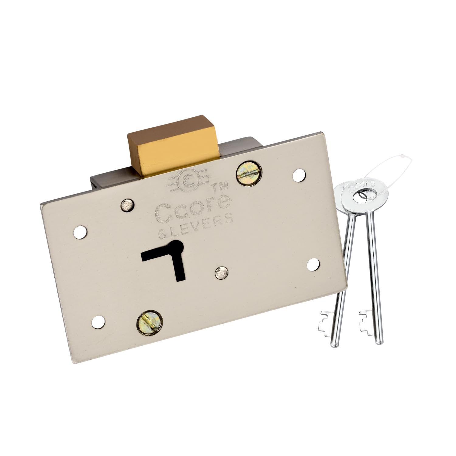 Ccore C.B. 85mm Universal Drawer & Multipurpose Lock with 2 Keys | Heavy Duty Iron & Brass Security Latch for Home, Office, Cupboard, Almirah, Desk & Storage Cabinets (1)
