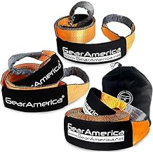 1 Tree Saver Strap 3" x 8 Certified 35053 lbs 17.5 US Tons + 1 Tow Straps Heavy Duty with Loops 4" x 30 46076 lbs 20 US Tons Strength + 1 Tree Saver Strap 4" x 10 Certified 46076 lbs