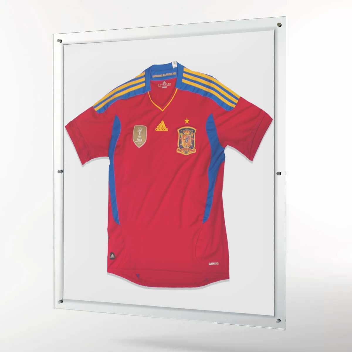 Genérico Estudio Plast Marco Premium para Camisetas Deportivas – Expositor Acrílico Cristal 3 mm con Suspensión en Cables de Acero (Marco Completo 10 mm)