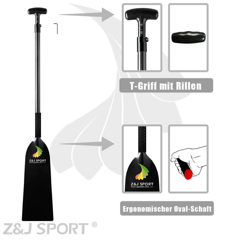 Z J Sport réglable de Fibre de Dragon Bateau Pagaie Carbone avec Manche T Ovale