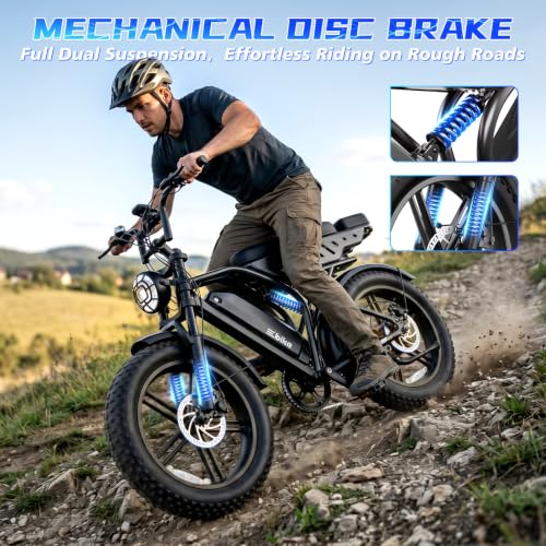 Image of TST Electric Bike for Adults, 1500W Peak Motor 60 Miles Fat Tire Ebike with 48V 15Ah Removable Battery 20 inch Fat Tire Electric Bike, Dual Suspension，7 Speeds