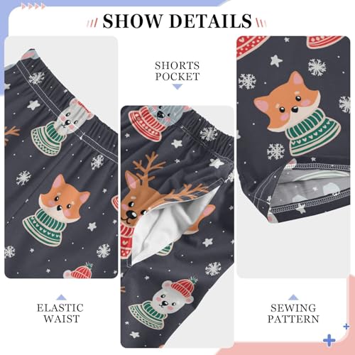 Winter Fox Bunny Boys Long Pants Soft Trousers Elastic Waist Kids Lounge Bottoms with Pockets S-XL4