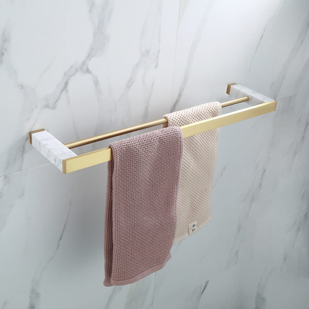 Juego de accesorios de baño inoxidables con toallero doble y portaescobillas de mármol