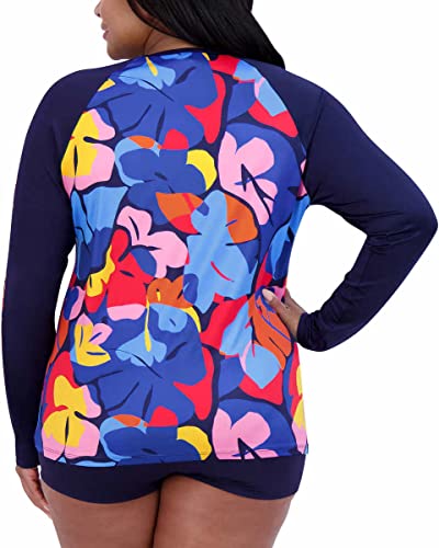 Image of Nautica Women's Long Sleeve Rashguard - Quick-Dry, UPF Protection, Swim Shirt, Pool, Beach, Hiking, Yoga, Volleyball