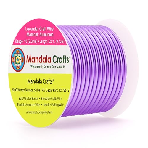 Image of Mandala Crafts 10 Gauge Lavender Anodized Aluminum Craft Wire, 32 FT | Colored, Flexible, Bendable, for Bonsai, Armature, Sculpting, Wire Wrapping, Jewelry Making, Weather & Tarnish Resistant
