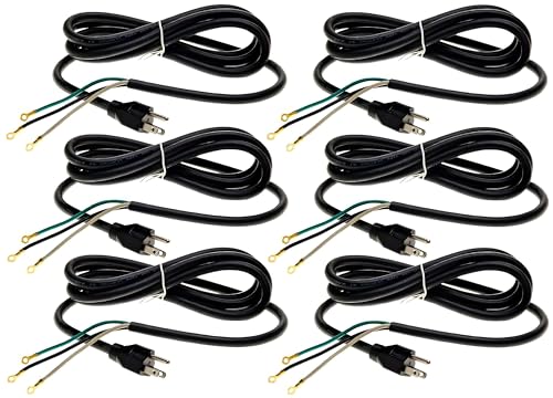 OCS Parts 14-Gauge 3-Wire Power Cords | 6-Pack | 6 Feet | Skill HD77 - Bosch 1677M Replacement Power Tool Cord with Open End