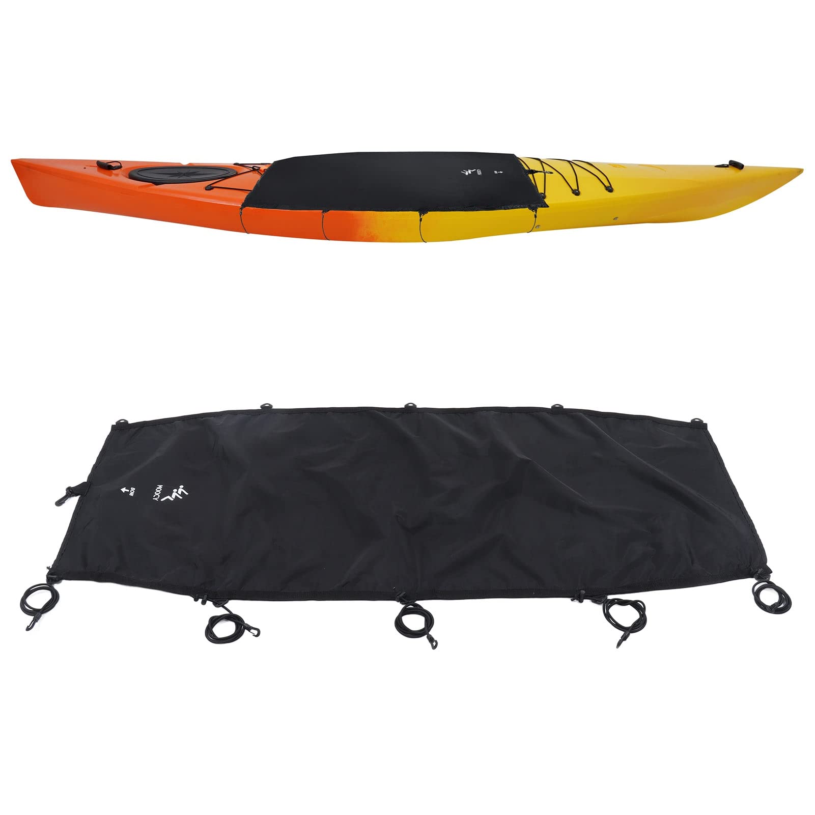 Yuecoom Kayak Cockpit Drape Cover, Canoe Cockpit Drape, Ocean Boat Cockpit Cover, Waterproof Kayak Cockpit Canopy, Breathable, 600D Oxford Cloth,Black (L)