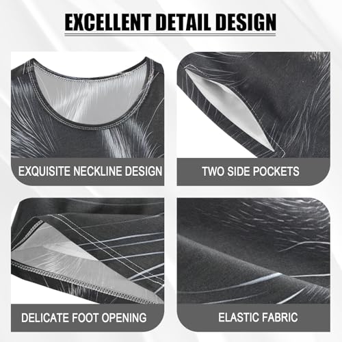 ALAZA Cat Head Animal Eye Pajamas Set Short Sleeve Cotton Sleepwear Summer Pjs 2 Piece 5-14Y4