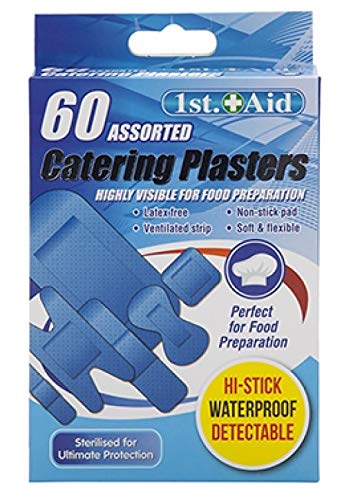 PMS 1st Aid Visible Blue Catering Plasters, Assorted - Pack of 60