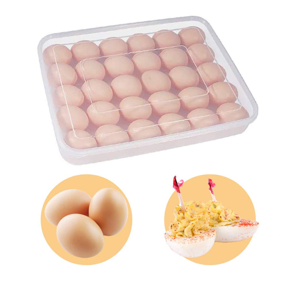 Szsrcywd Egg tray for refrigerator,egg storage box,30 egg containers deviled egg tray with lid,plastic fridge egg holder storage box