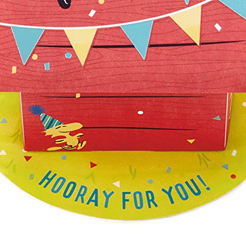 Image of Hallmark Paper Wonder Peanuts Pop Up Birthday Card (Snoopy Dog House) | 3D Pop-up Snoopy Dog House, Coordinating Envelope, Premium Paper, 6.25 X 9 in