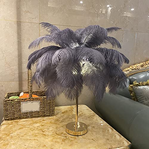 Yunir Artificial Ostrich Feather Table Lamp, USB Rechargeable Decorative Lights with 3 Light Tones - Image 3
