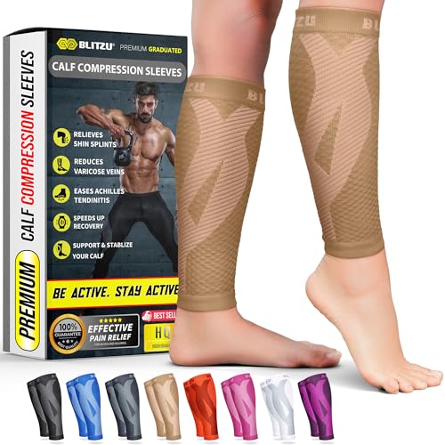 BLITZU Calf Compression Sleeve Nude