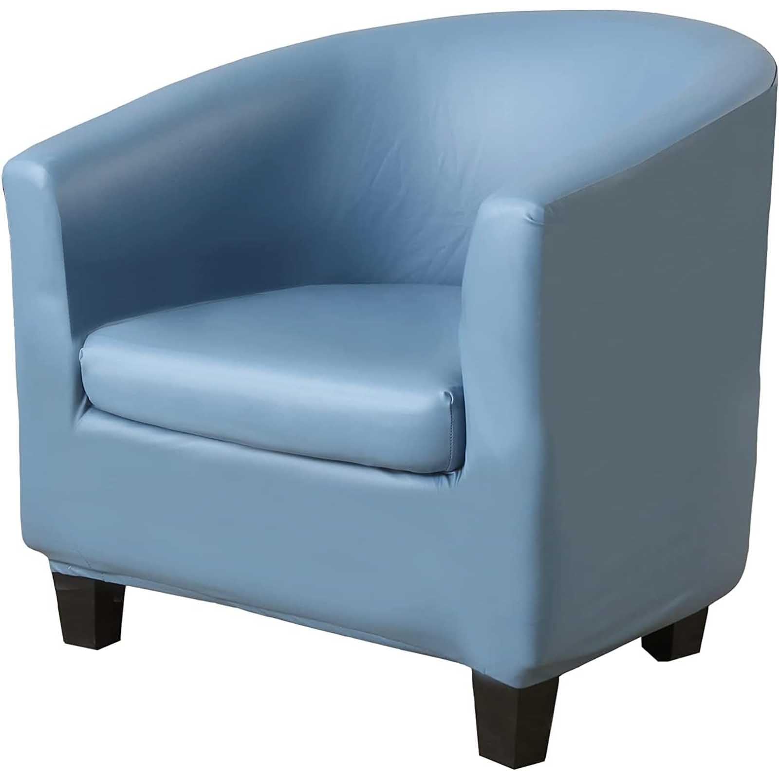 Leomix Waterproof Tub Chair Covers with Cushion Cover, PU Stretch Club Chair Slipcover Furniture Protector, for Bar Counter Living Room,J