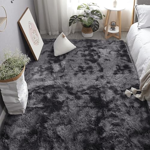 Tapis de salon antidérapant et lavable grand format gris - 2