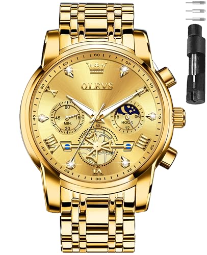 Image of OLEVS Watches for Men Dress Chronograph Luxury Stainless Steel Big Face