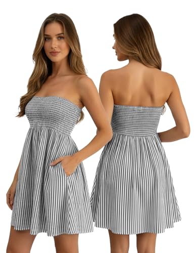 Image of EG CHRIS G Summer Dresses for Women Strapless Tube Top Mini Dresses Beach Boho Sundress 2025