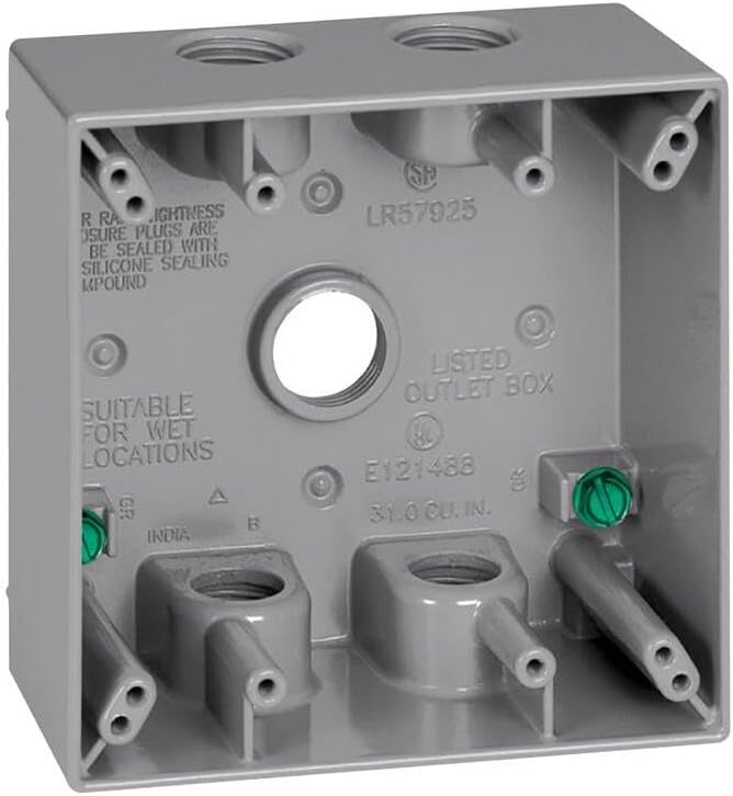 Sigma Engineered Solutions 14353-5 3/4-Inch 5 Hole 2-Gang Weatherproof Box, Gray