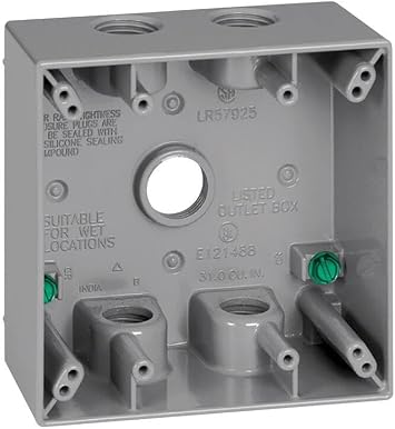 Sigma Engineered Solutions 14353-5 3/4-Inch 5 Hole 2-Gang Weatherproof Box, Gray