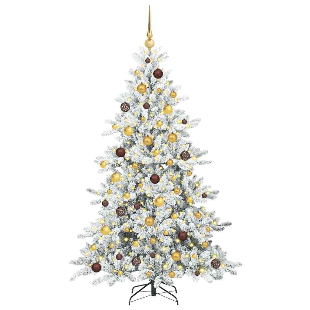 Albero di Natale artificiale, 180 cm, con rami articolati, luci LED