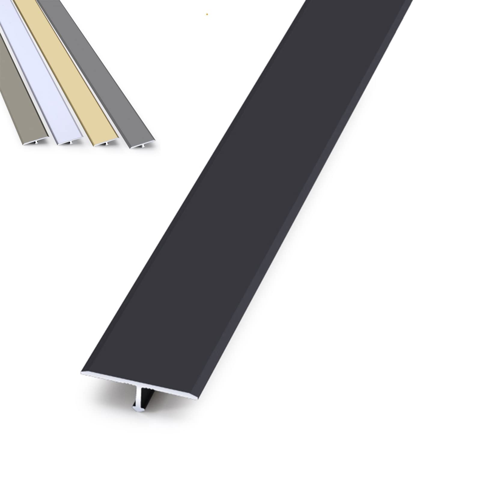 Seuil de transition en aluminium noir de 100cm pour égaliser les sols inégaux