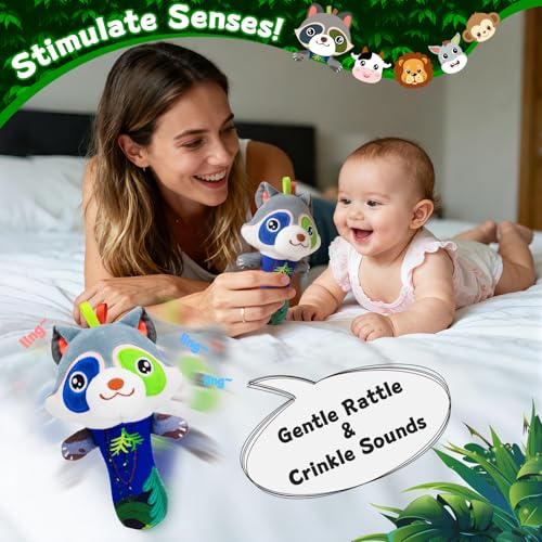 Image of Wrist Rattle Socks Set for Babies 0-6 Months, Plush Rings | Soft Plush Sensory Toys, Wrist & Foot Rattle Socks with Plush Rings, Baby Shower Gift for Newborns 0-12 Months