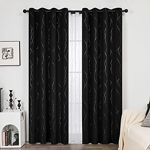 Deconovo Lot de 2 Rideaux Occultants Halloween Noir Isolant Thermique Anti Froid en Chambre, Salon...