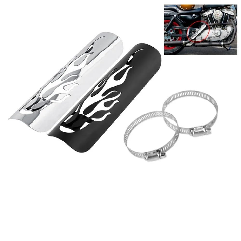 Uniwersalny tłumik wydechowy motocyklowy, osłona termiczna, ochraniacz pięty, podwójny motocykl sportowy Cafe Racer(Chrome)