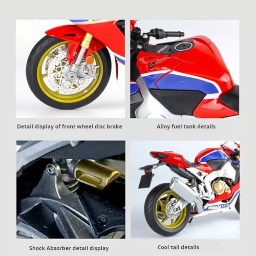 Moto 1/9 CBR 1000RR modelo diecast con luces rojo miniatura 3