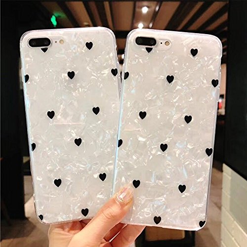 J.west Iphone 8 Plus Case/Iphone 7 Plus Case, Cute Ultra Thin [Tinfoil Series] Macaron Color Bling Lightweight Soft Tpu Case Cover For Iphone 7 Plus / 8 Plus (Black Heart) #TOP1