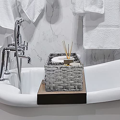 GRANNY-SAYS-Toilet-Tray-Tank-Topper-Wicker-Baskets-for-Storage-Set-of-2-Waterproof-Bathroom-Baskets-for-Organizing-Gray-Bathroom-Organization-Baskets-14-x-6-x-4 GRANNY SAYS Toilet Tray Tank Topper Wicker Baskets for Storage Set of 2 Waterproof Bathroom Baskets for Organizing Gray Bathroom Organization Baskets 14 x 6 x 4