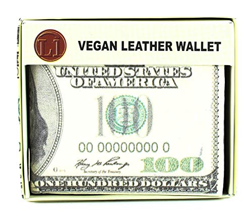 Li Men's 100 Dollar Bill Print Vegan Leather Wallet - Bifold Wallet for Men with top-flap 2 ID Windows, 7 cards, 2 inner slots & 2 cash compartments - Mens Billfold Wallet Slim with Gift Box3