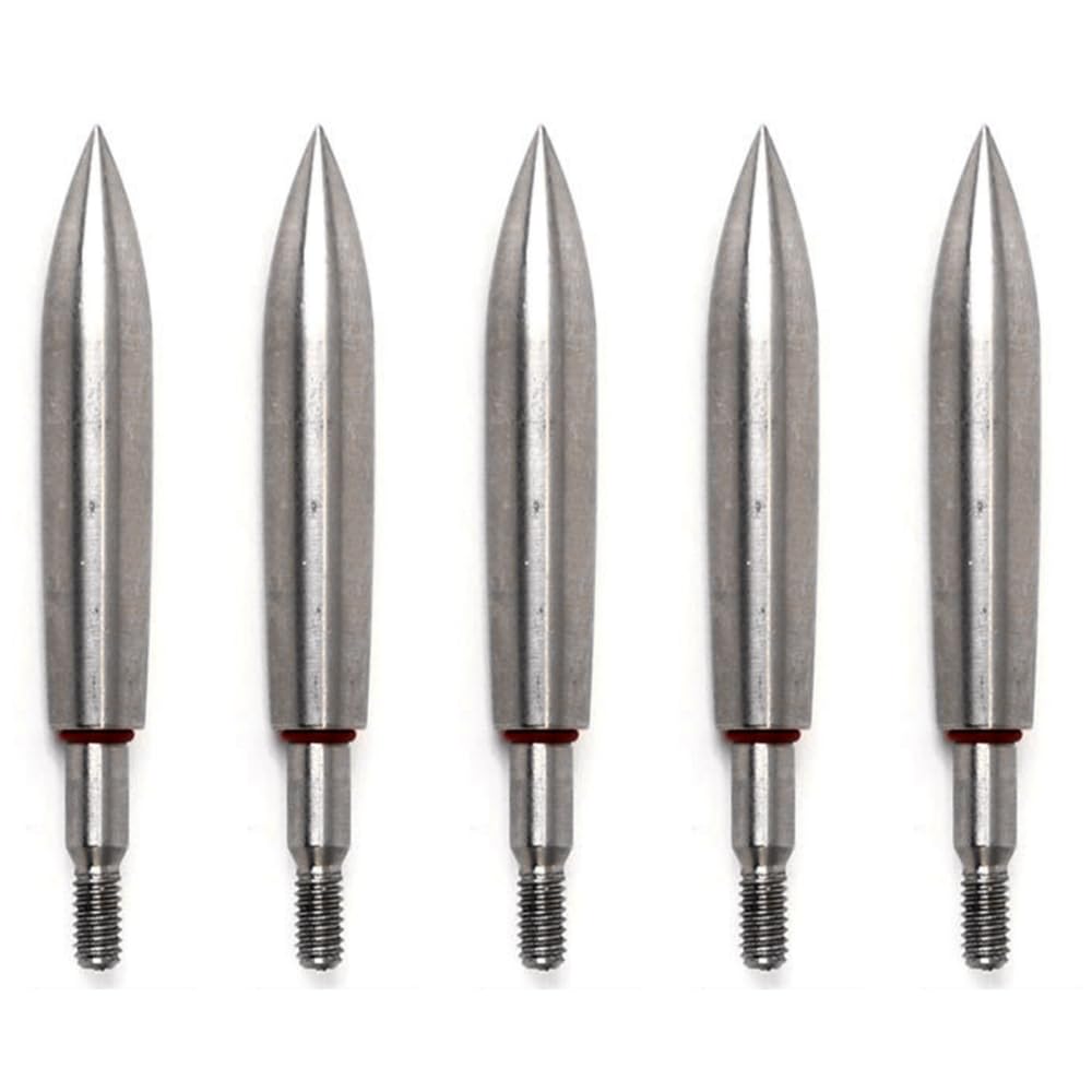 BDKMMS Archery Field Points, 5Pcs 100/150/200/250/300/350 Grains Stainless Steel Archery Arrow Tips Field Point Arrowheads for Field Target Practice & Shooting