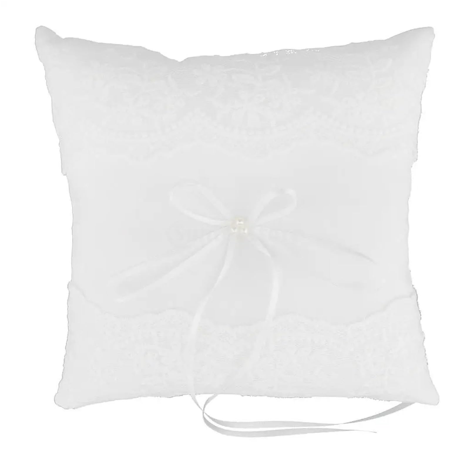 CGRSDSD Ring Bearer Pillow Vintage Burlap Lace Ring Pillow Cushion Ring Bearer Wedding Party Supplies(White)