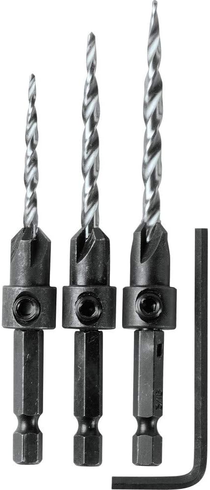 Makita A-99661 3-Piece Countersink Drill Bit Set with Hex Wrench - #6 #8 #10 for Woodworking Precision