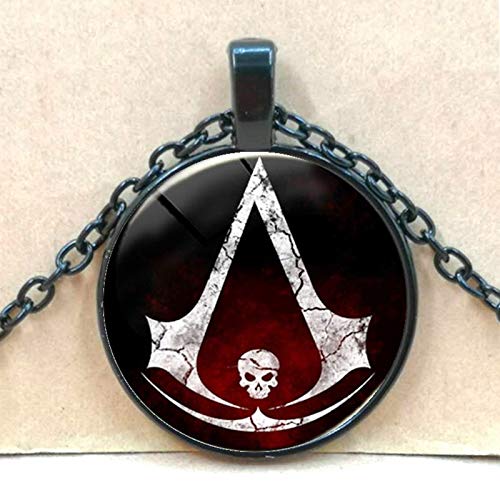 Fashion Assassins Creed Necklace Creed Badge Time Gem Glass Pendant Necklace Simple Jewelry Cute Festival Giftsft