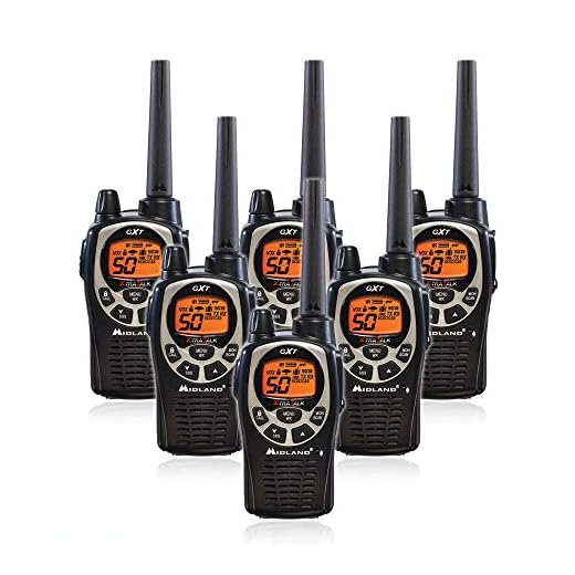 Midland GXT1000VP4 50 Channel GMRS Two-Way Radio - Up to 36 Mile Range Walkie Talkie - Black/Silver (Pack of 6)
