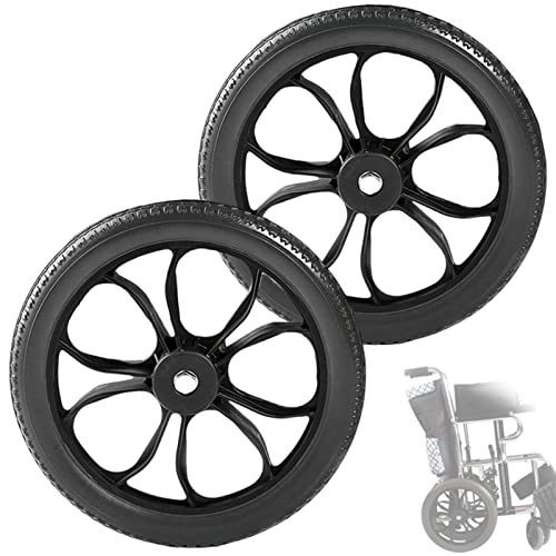 HEBEHO 14-Zoll-Hinterrad-Ersatz für Rollstuhl, 14 × 1 3/8 Zoll Hartplastik-Vollreifen-Rollstuhl-Hinterrollen, Kugellager 12,7 mm, 2 Stück Cover