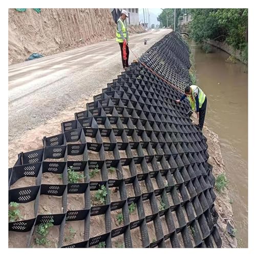 Geogrid - Refuerzo de muro de contención, sistemas de malla de 4 pulgadas para pendiente pronunciada, entrada y drenaje de plataforma de carretera, rejilla estabilizadora de suelo
