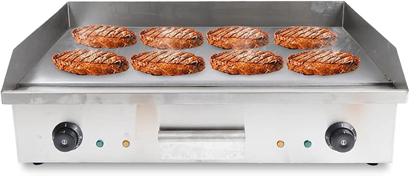 Commercial Electric Countertop Griddle Grill,3KW Non-Stick Restaurant Teppanyaki Grill Stainless iron Flat Top Grill with Adjustable Temperature from 50c to 300c 72.7x40CM