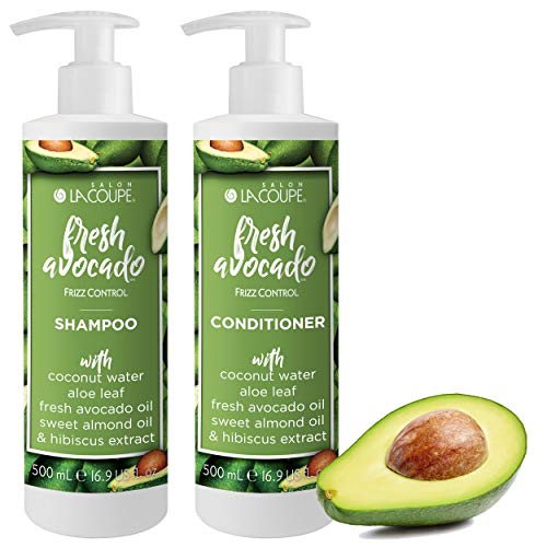 LaCoupe Naturals for Curly Hair, Sulfate Free Shampoo & Conditioner Set with Avocado Oil, Hibiscus, and Coconut Water - Safe for Color Treated Hair - Vegan - Cruelty Free