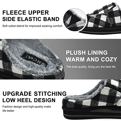 Image of ONCAI Mens Clog Slippers with Arch Support Stripe Faux Fur Cotton-Blend High-Density Memory Foam Warm House Slippers Slip-on Indoor Outdoor Rubber Sole Size 7-16