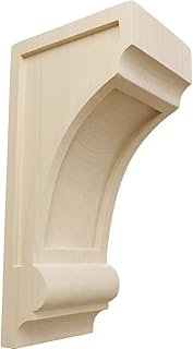 Ekena Millwork CORW05X06X12DIRW Diane Recessed Wood Corbels, 4 3/4"W x 6"D x 12"H, Rubberwood